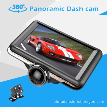IPS Touch Screen 360 degree panoramic dash cam 1080P fhd dual lens car camera dvr video recorder